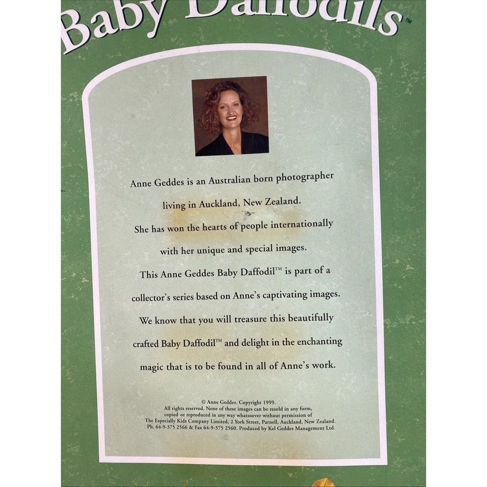 Anne Geddes Baby Daffodils Plastic 14" Baby‎ Doll 1999 ~ 18+ Months Rare Vintage - Picture 6 of 11